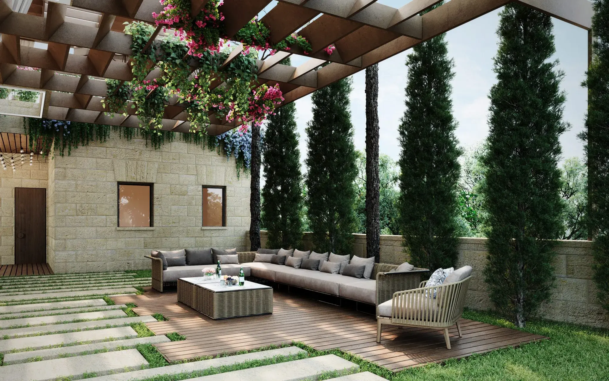 Beautiful outdoor patio with pergola